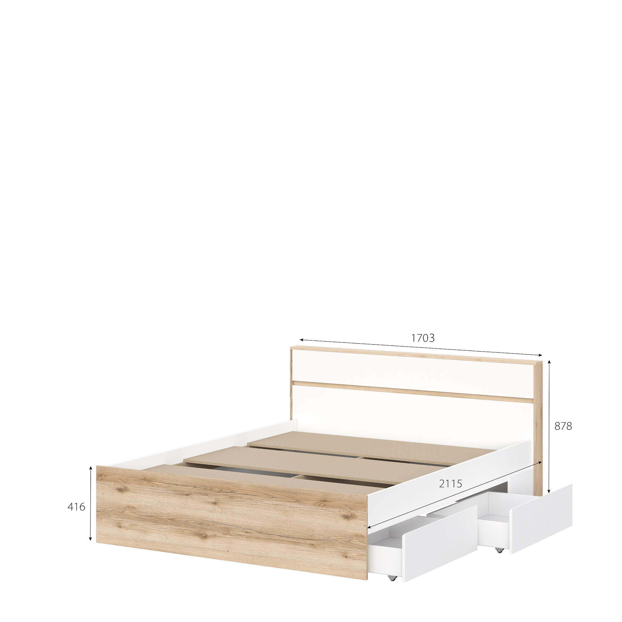 МС "Брауни" Кровать (1,6х2,0) Дуб Делано/Белый