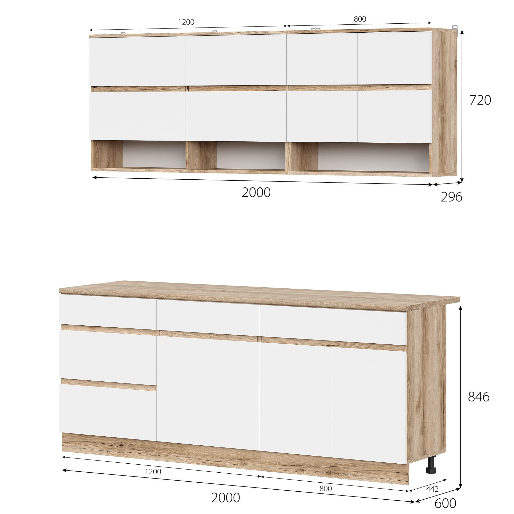 КГ "Брауни" 2,0м Дуб Делано/Белый/Дуб Сонома