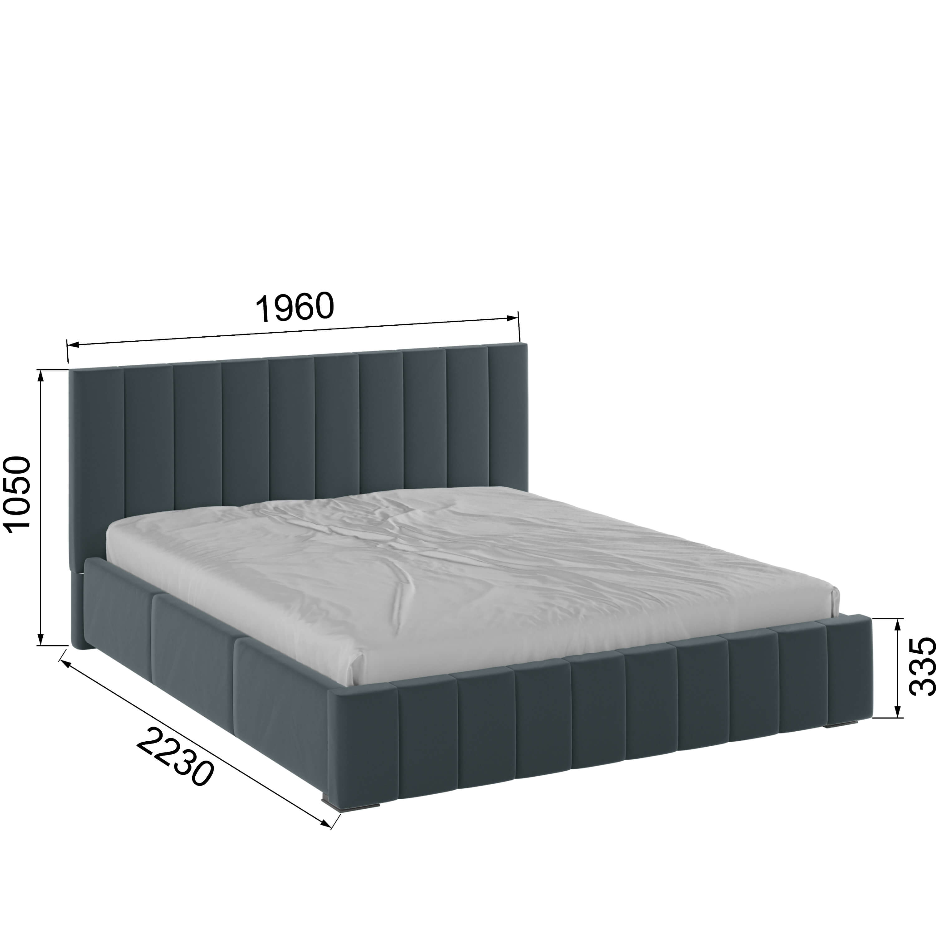 Корпус Нега интерьерной кровати (1,8м) серый