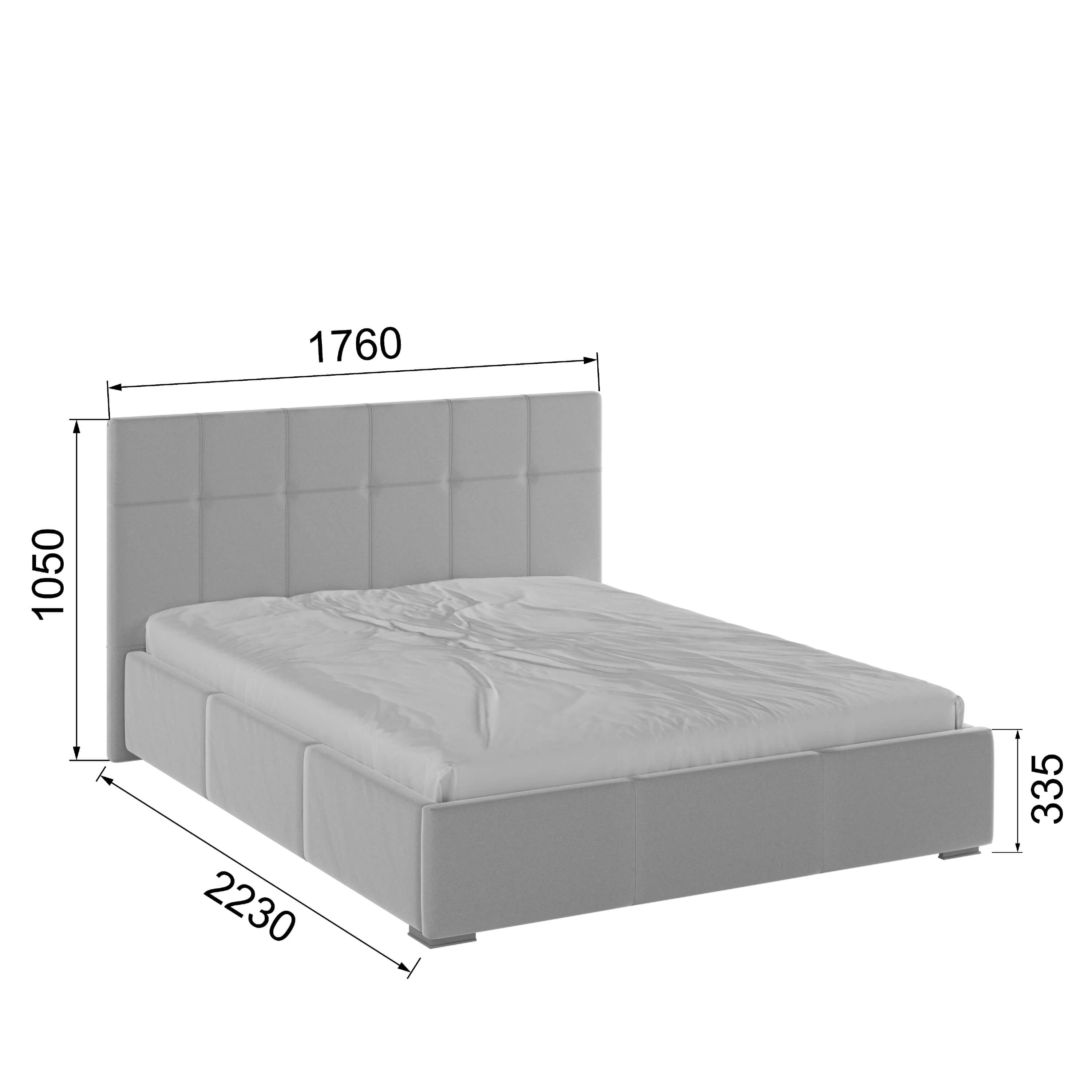 Корпус Рио интерьерной кровати (1,6м) светло-серый квадрат