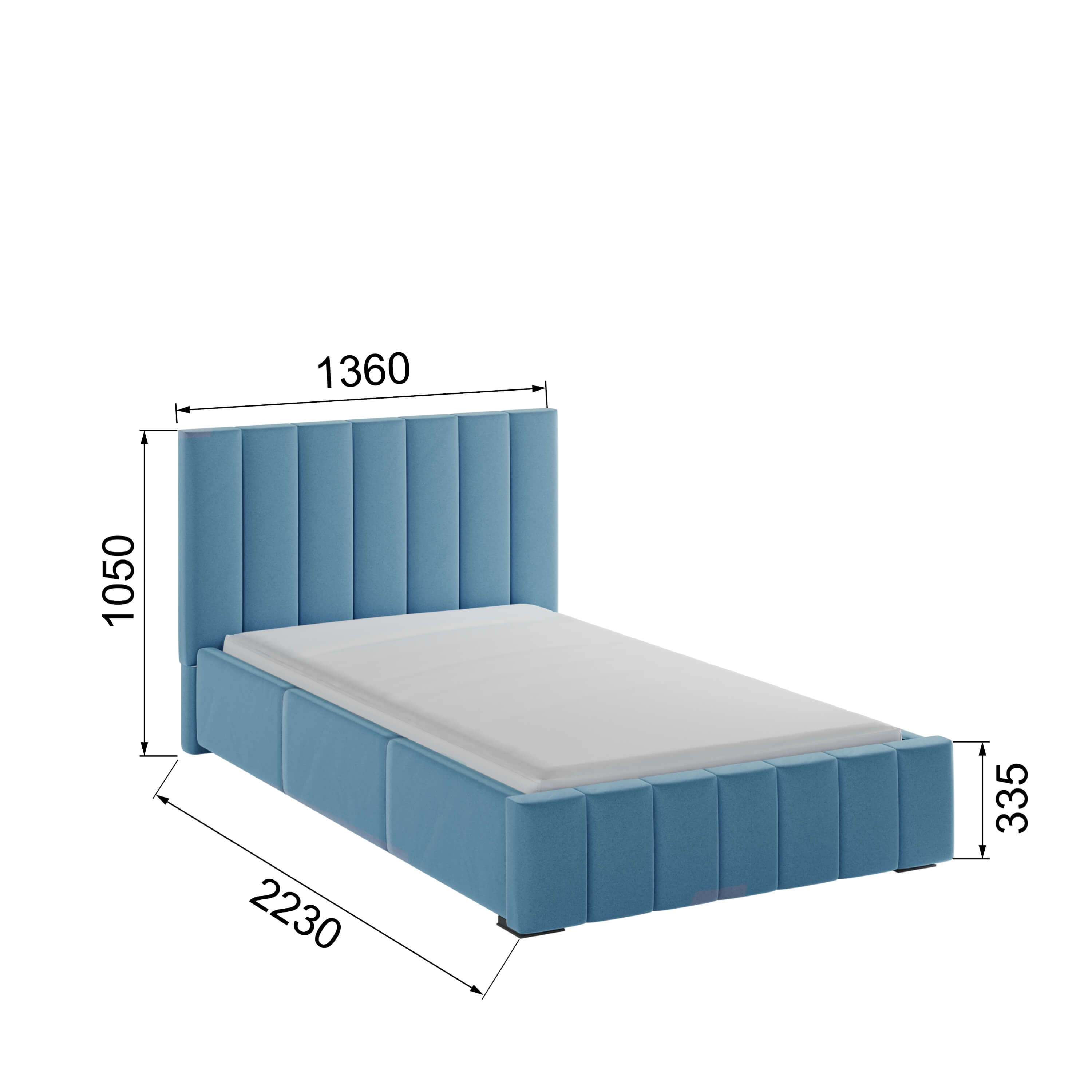 Корпус Нега интерьерной кровати (1,2м) светло-голубой