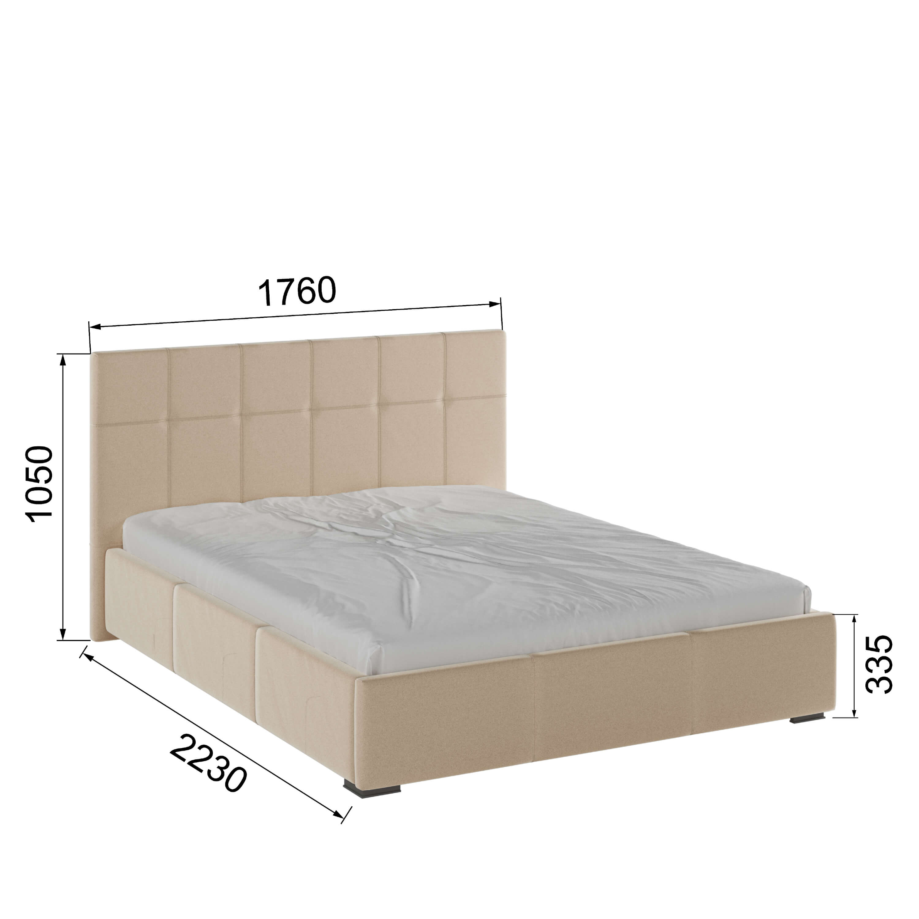 Корпус Рио интерьерной кровати (1,6м) бежевый квадрат