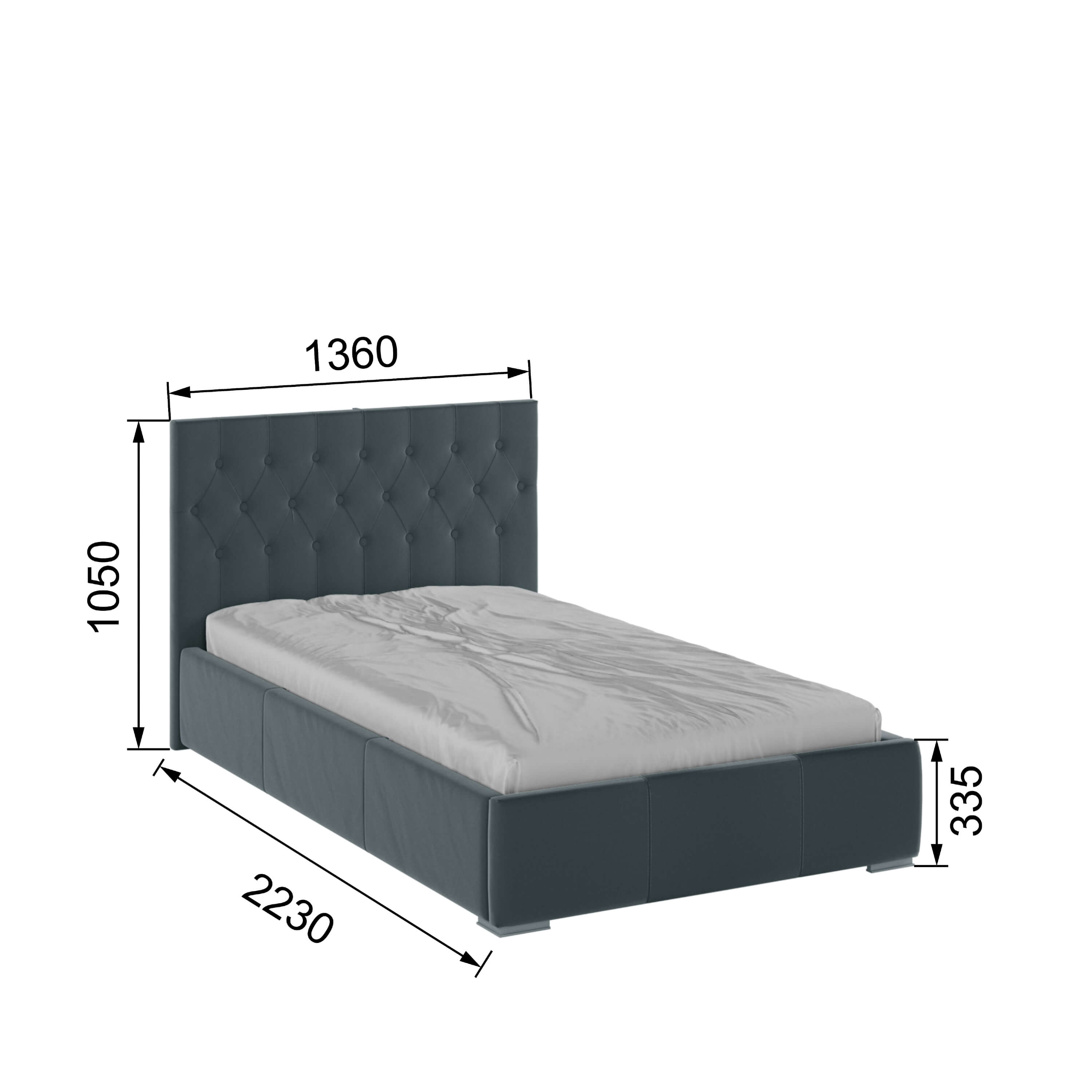 Корпус Октавия интерьерной кровати (1,2м) серый ромб