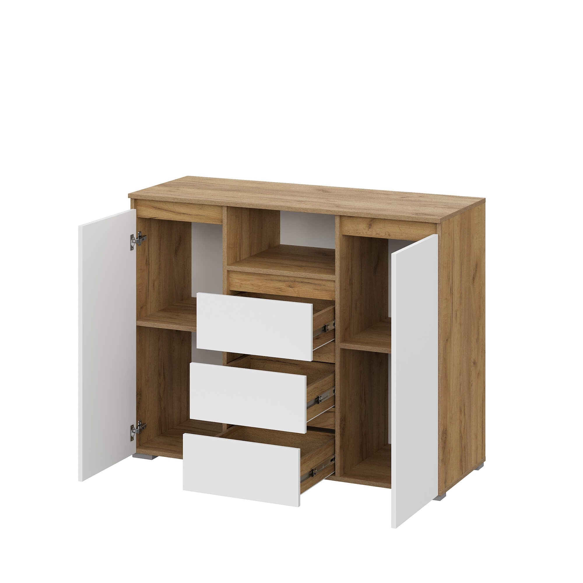 Люмо Комод КМ 01 дуб крафт золотой/белый