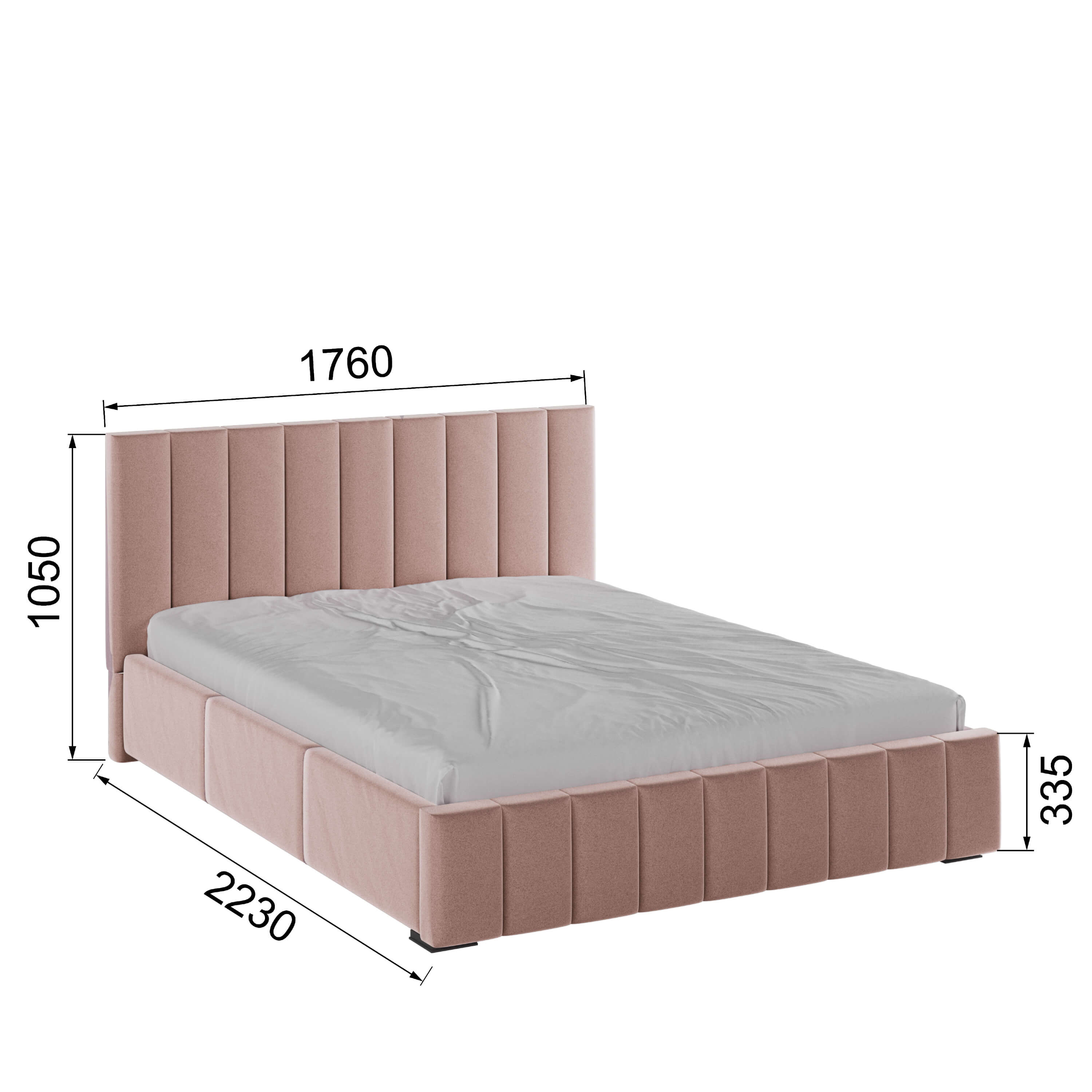 Корпус Нега интерьерной кровати (1,6м) пыльная роза