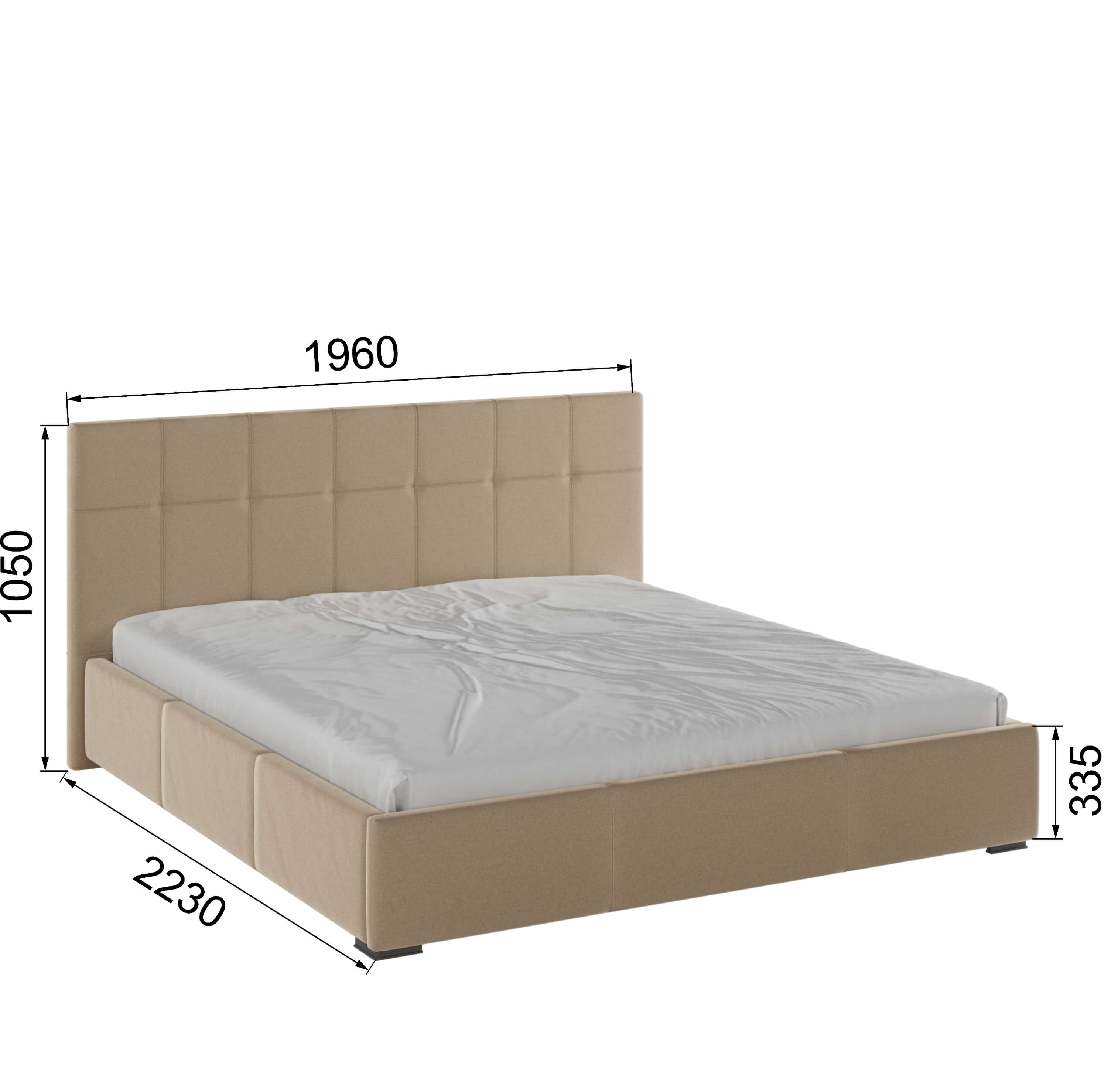 Корпус Рио интерьерной кровати (1,8м) бежевый квадрат