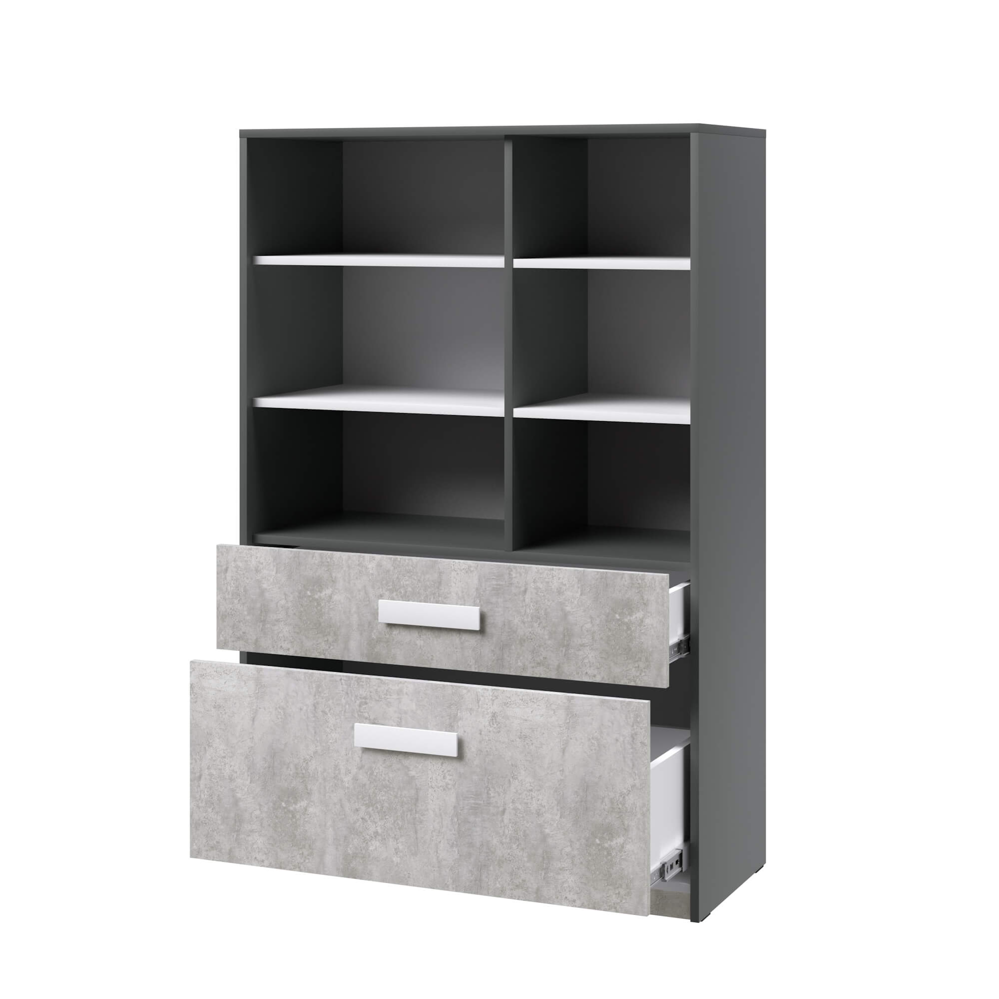 Спальня Кэнди Шкаф книжный КШ-2 графит/белый/цемент