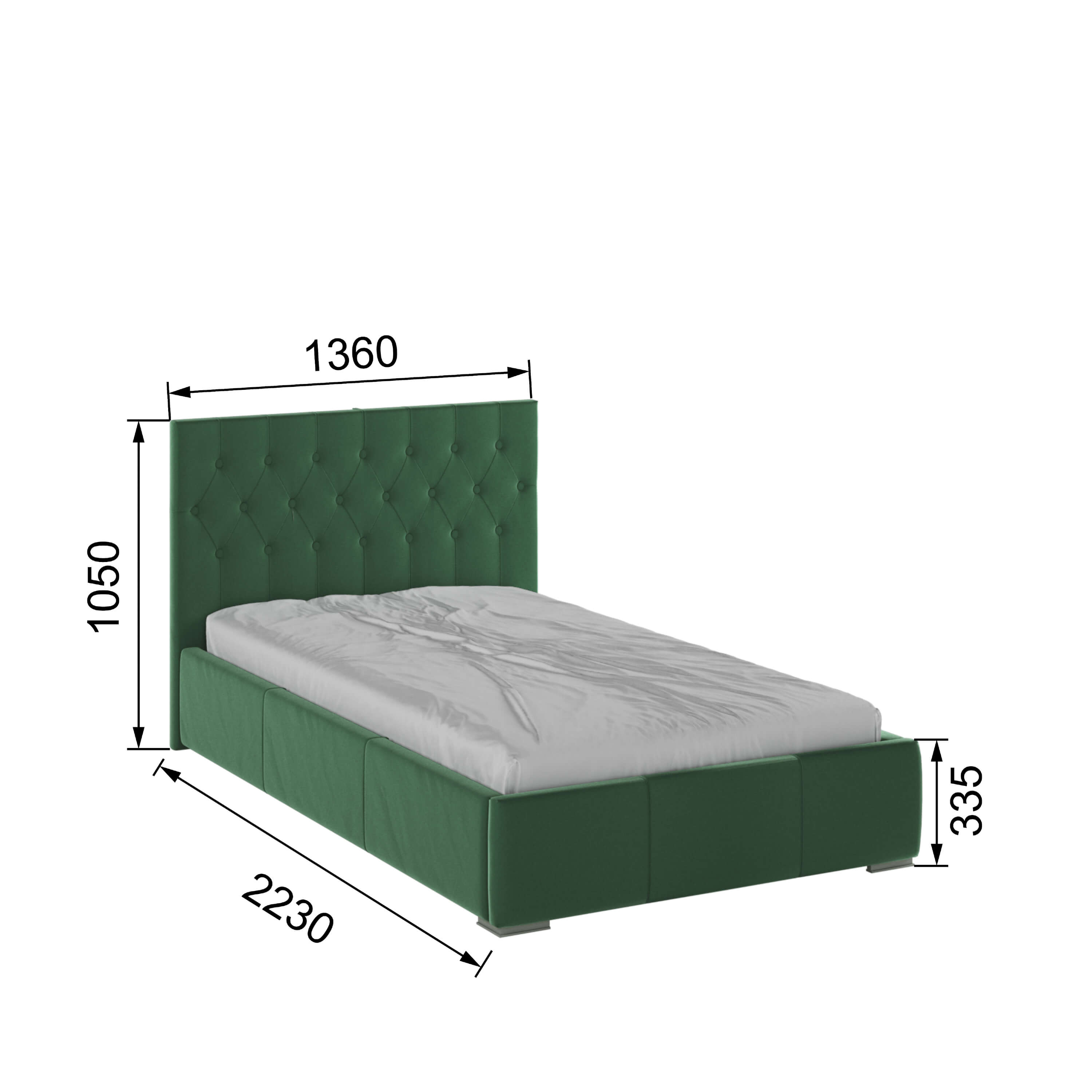 Корпус Октавия интерьерной кровати (1,2м) изумруд ромб
