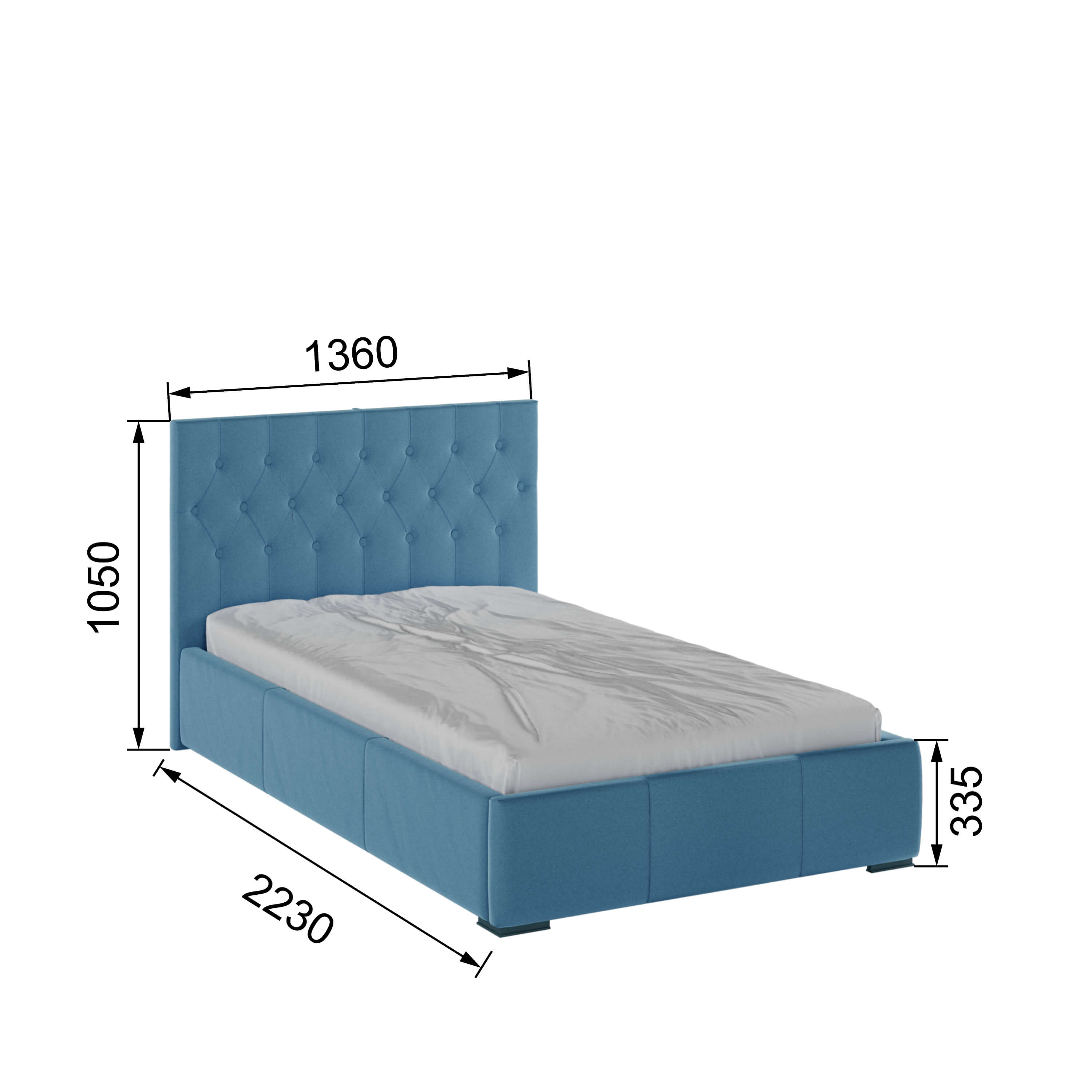 Корпус Октавия интерьерной кровати (1,2м) светло-голубой ромб