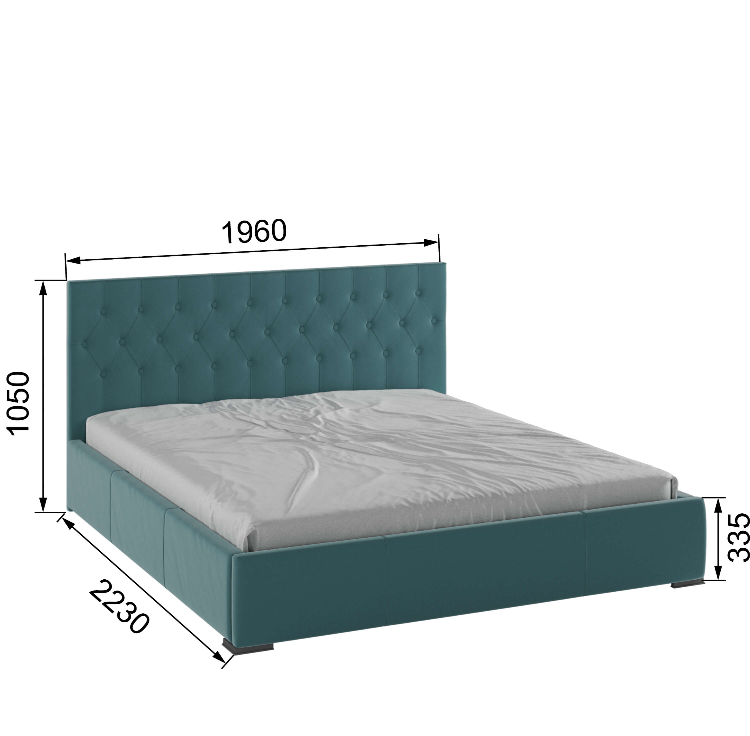 Корпус Октавия интерьерной кровати (1,8м) бирюза ромб