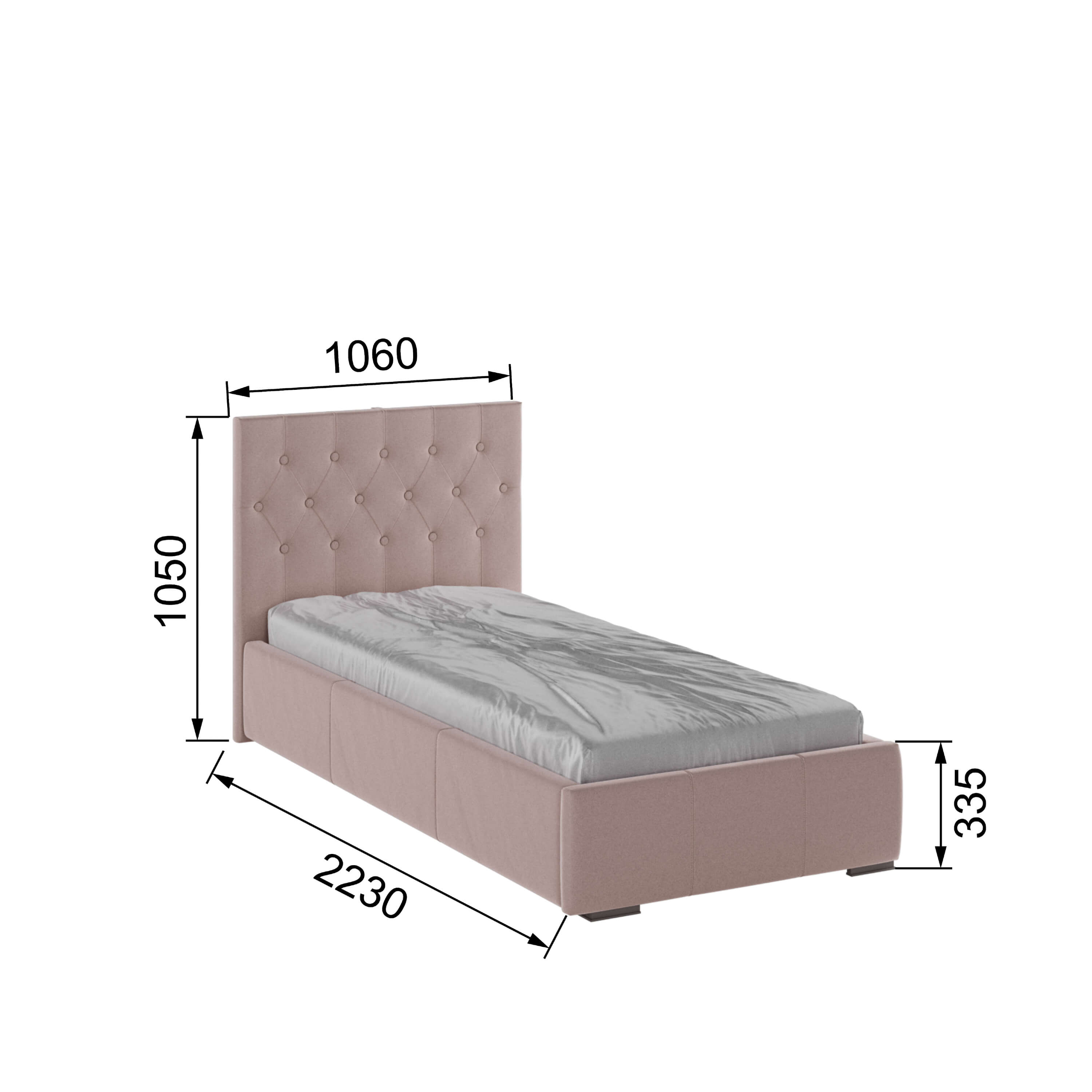 Корпус Октавия интерьерной кровати (0,9м) пыльная роза ромб