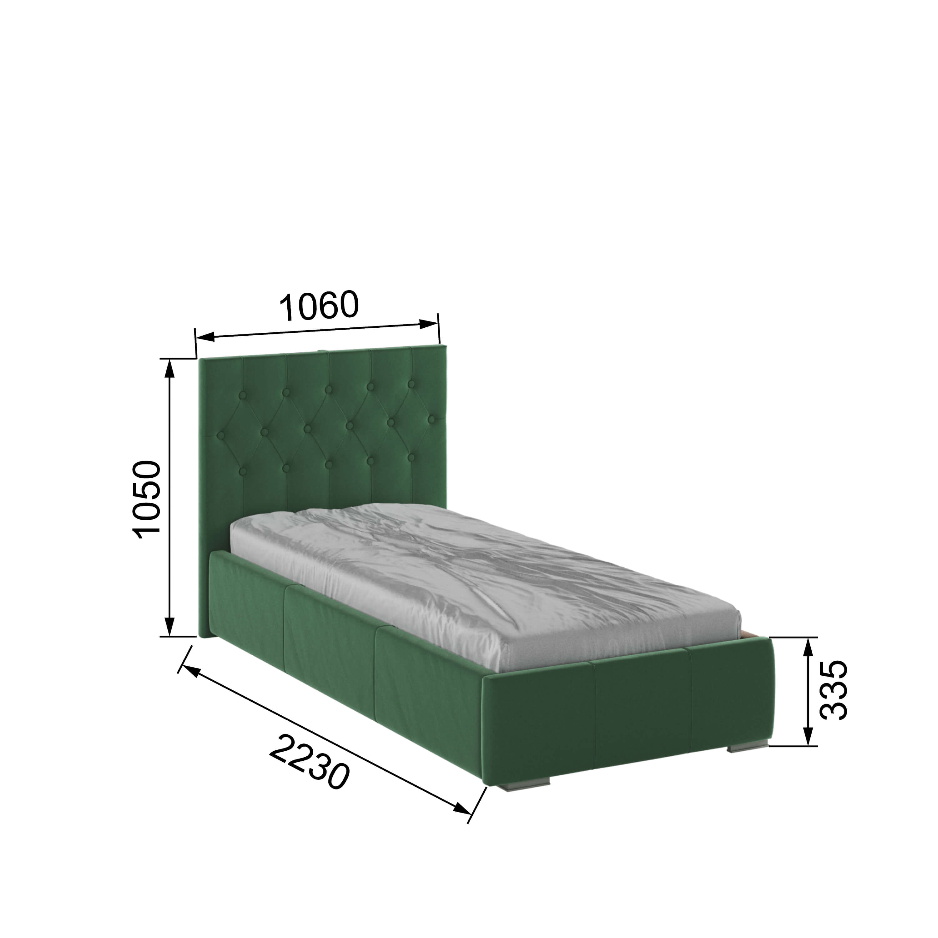Корпус Октавия интерьерной кровати (0,9м) изумруд ромб