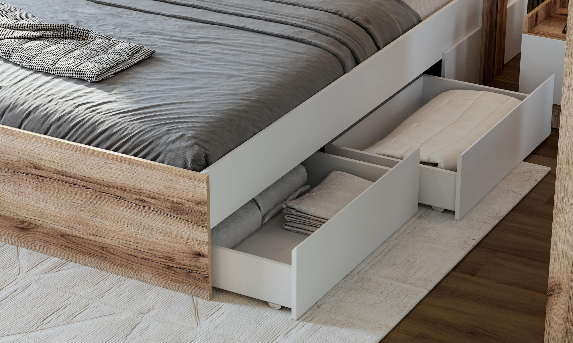 МС "Брауни" Кровать (1,6х2,0) Дуб Делано/Белый