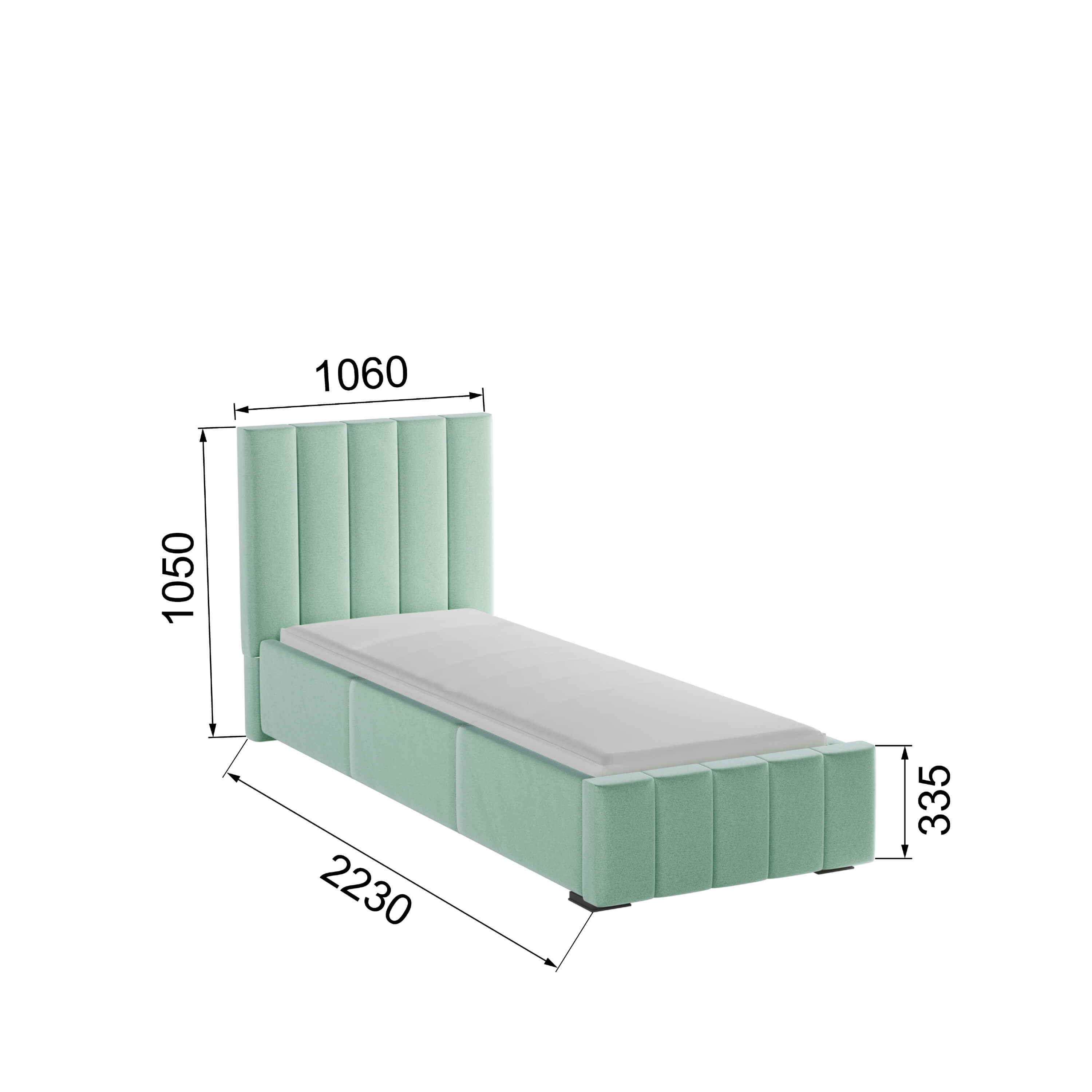 Корпус Нега интерьерной кровати (0,9м) мятный