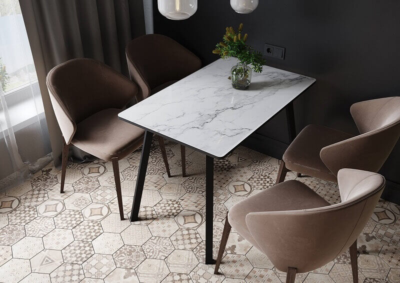 Стол Лофт 1200х800 фотопечать мрамор белый