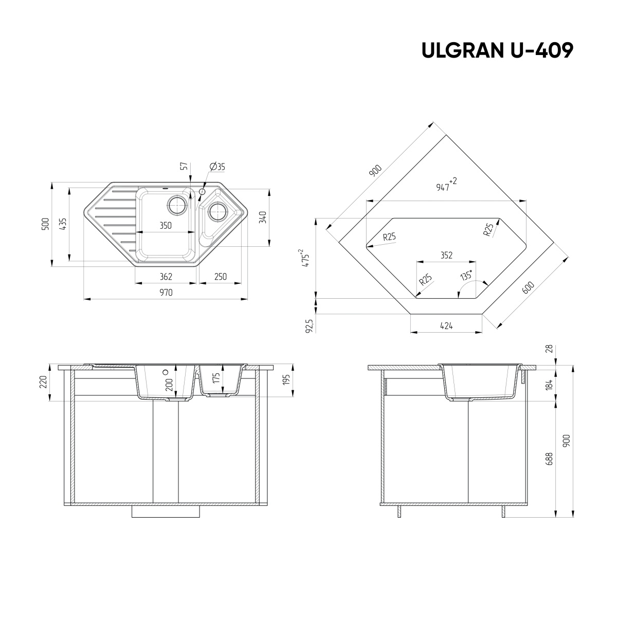 Мойка Ulgran U-409