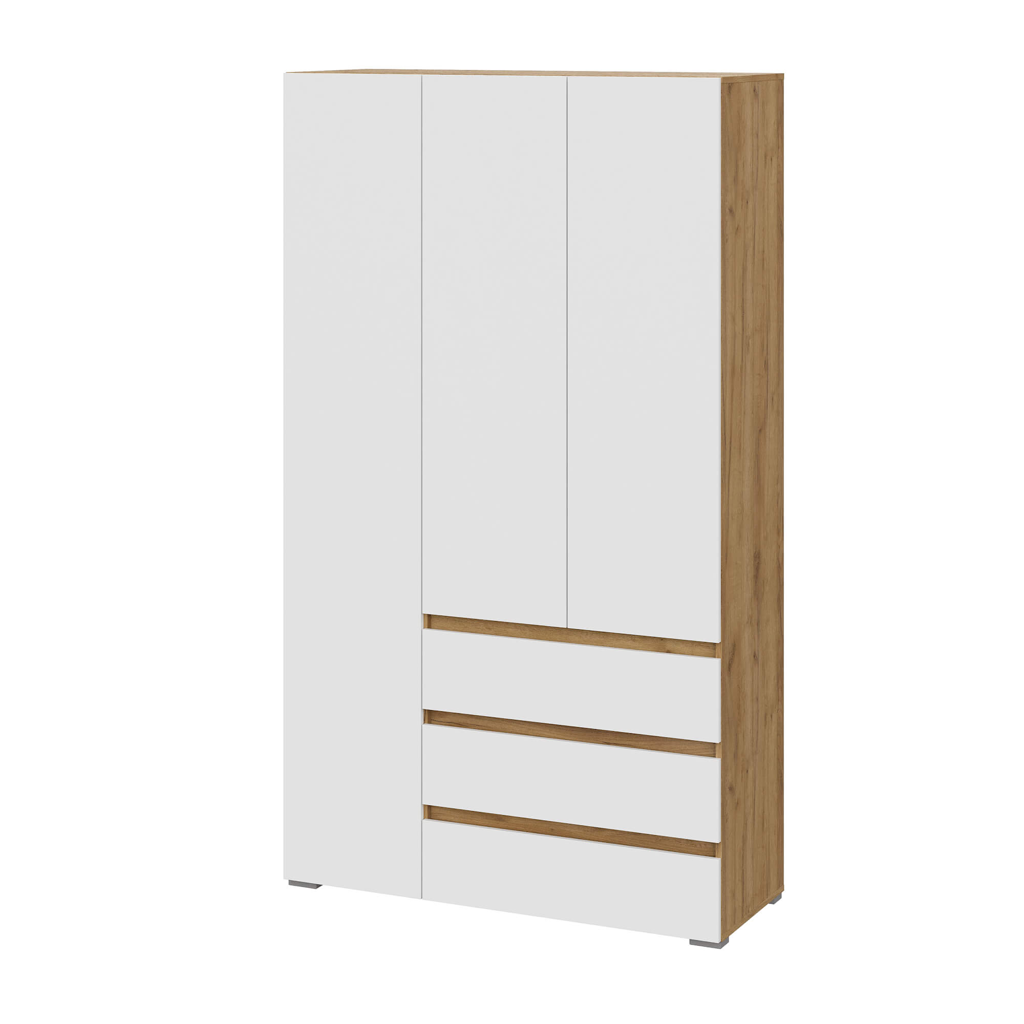 Люмо Шкаф с ящиками 3-х створчатый ШК 06 дуб крафт золотой/белый