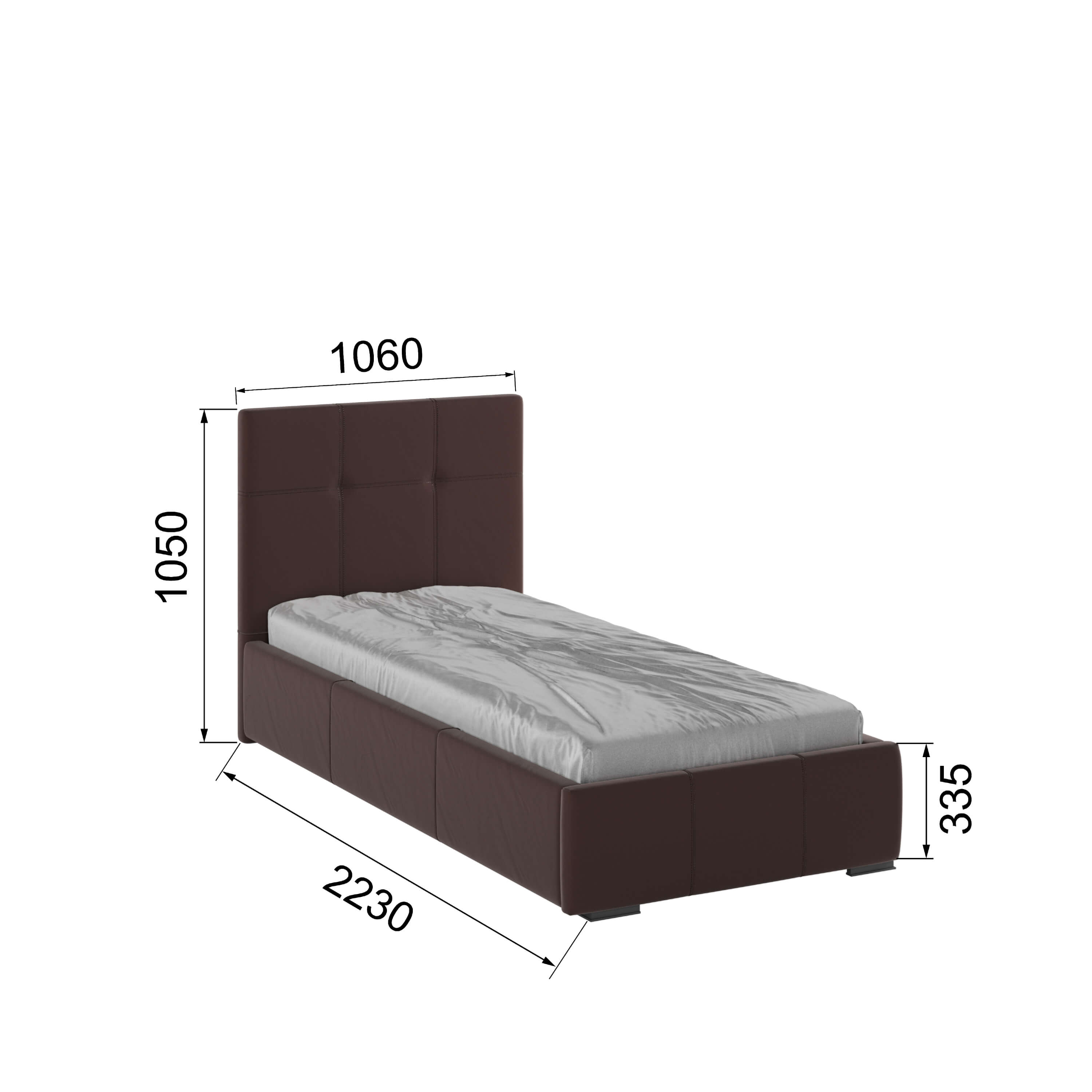 Корпус Рио интерьерной кровати (0,9м) коричневый квадрат