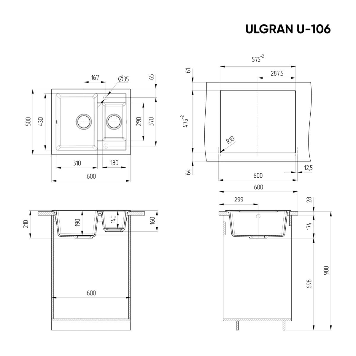 Мойка Ulgran U-106