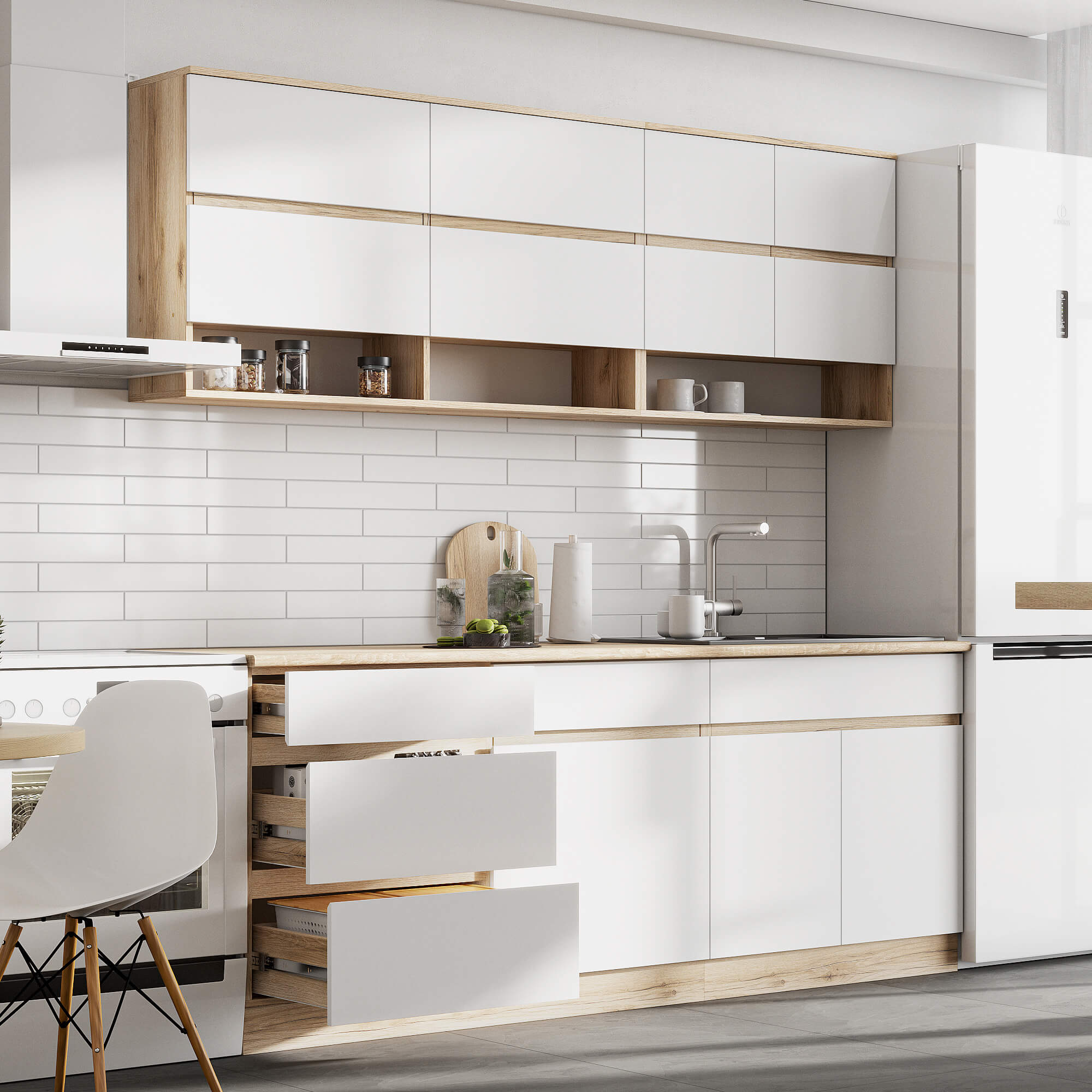 КГ "Брауни" 2,0м Дуб Делано/Белый/Дуб Сонома