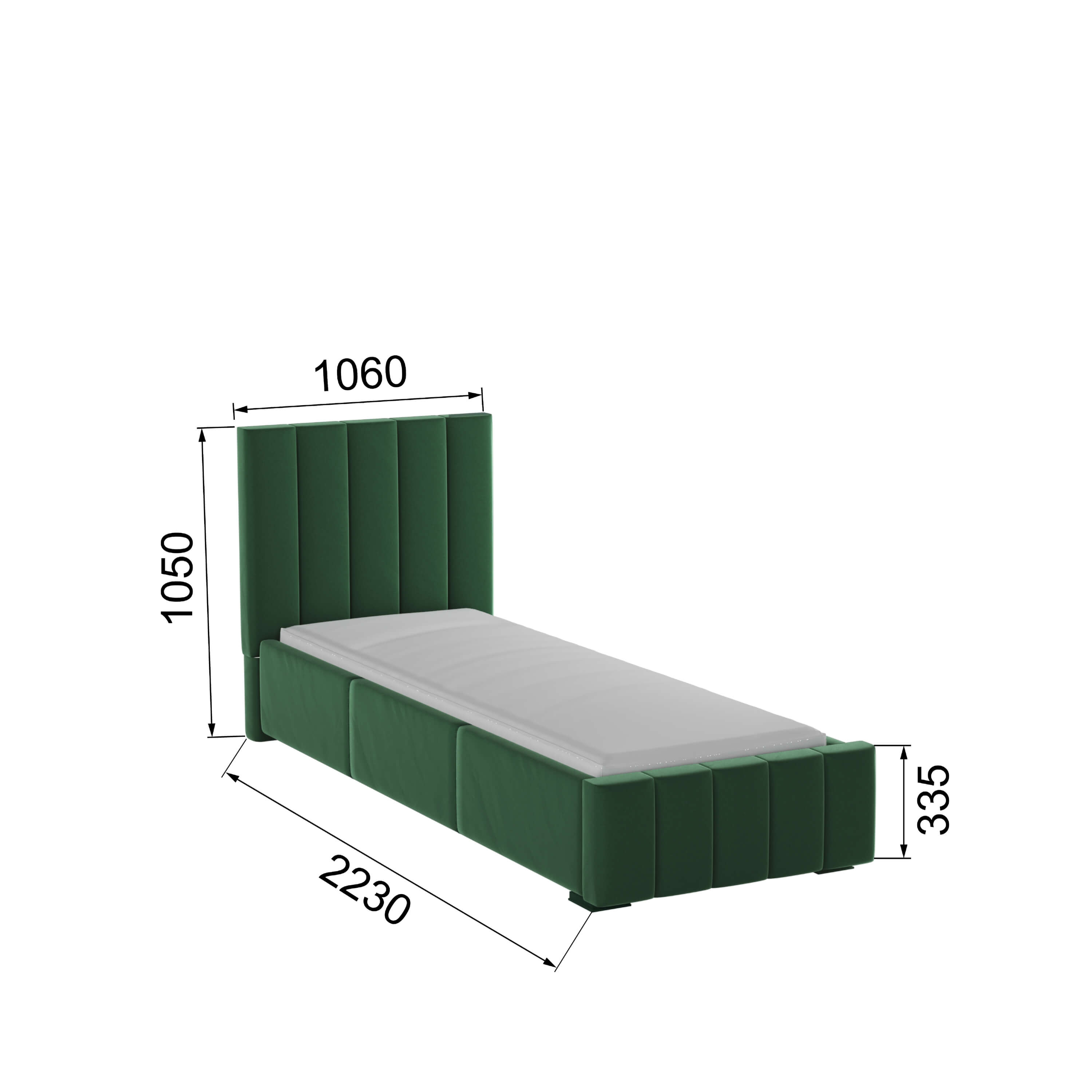 Корпус Нега интерьерной кровати (0,9м) изумруд