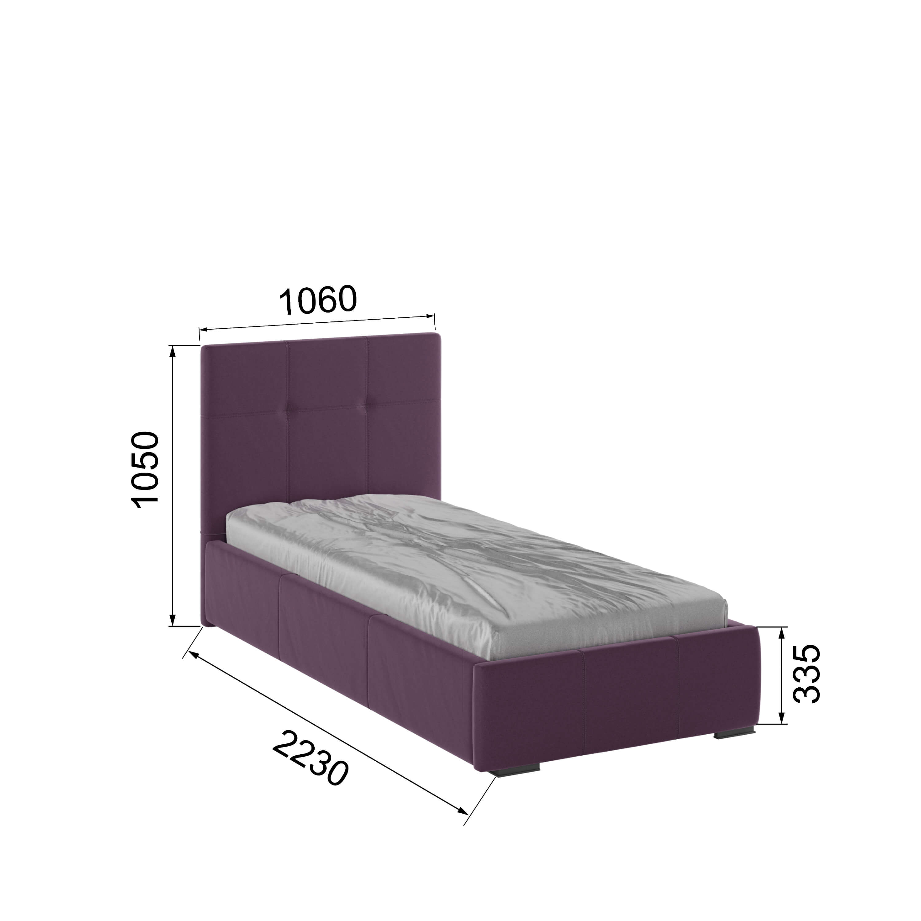 Корпус Рио интерьерной кровати (0,9м) винный квадрат