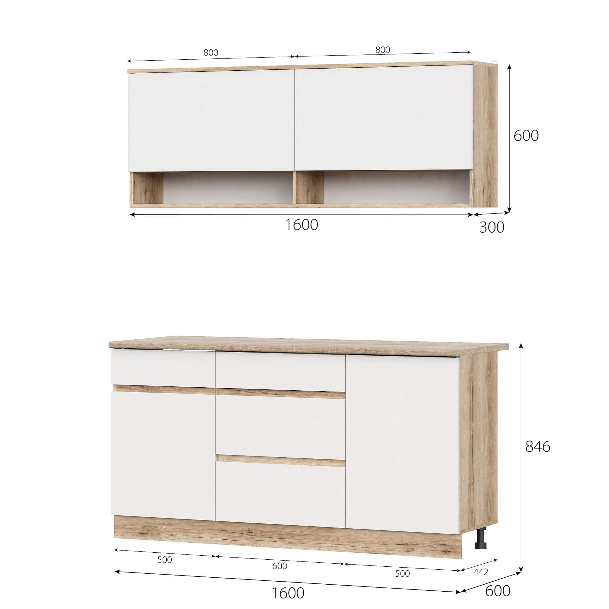 КГ "Брауни" 1,6м Дуб Делано/Белый