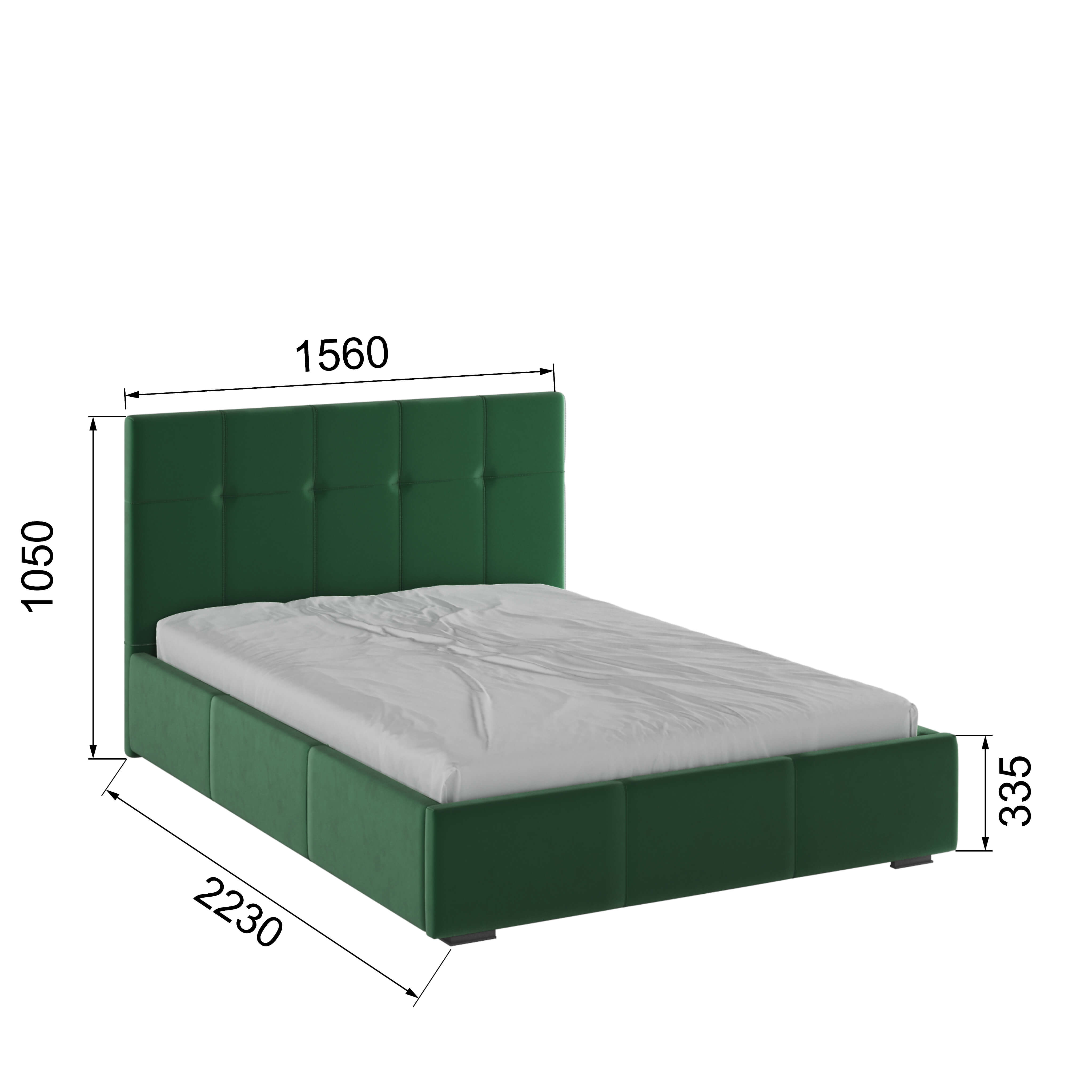 Корпус Рио интерьерной кровати (1,4м) изумруд квадрат