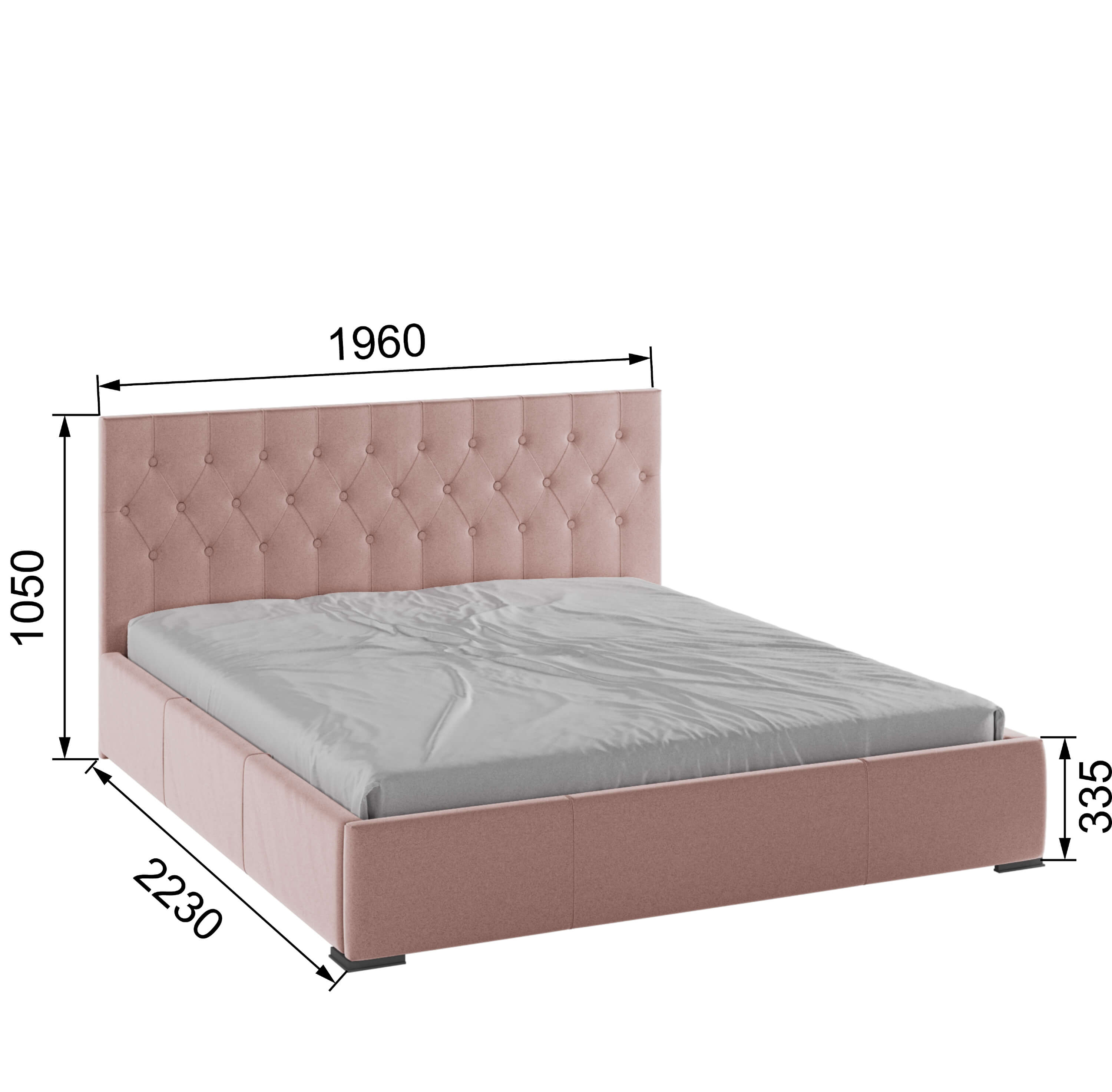 Корпус Октавия интерьерной кровати (1,8м) пыльная роза ромб