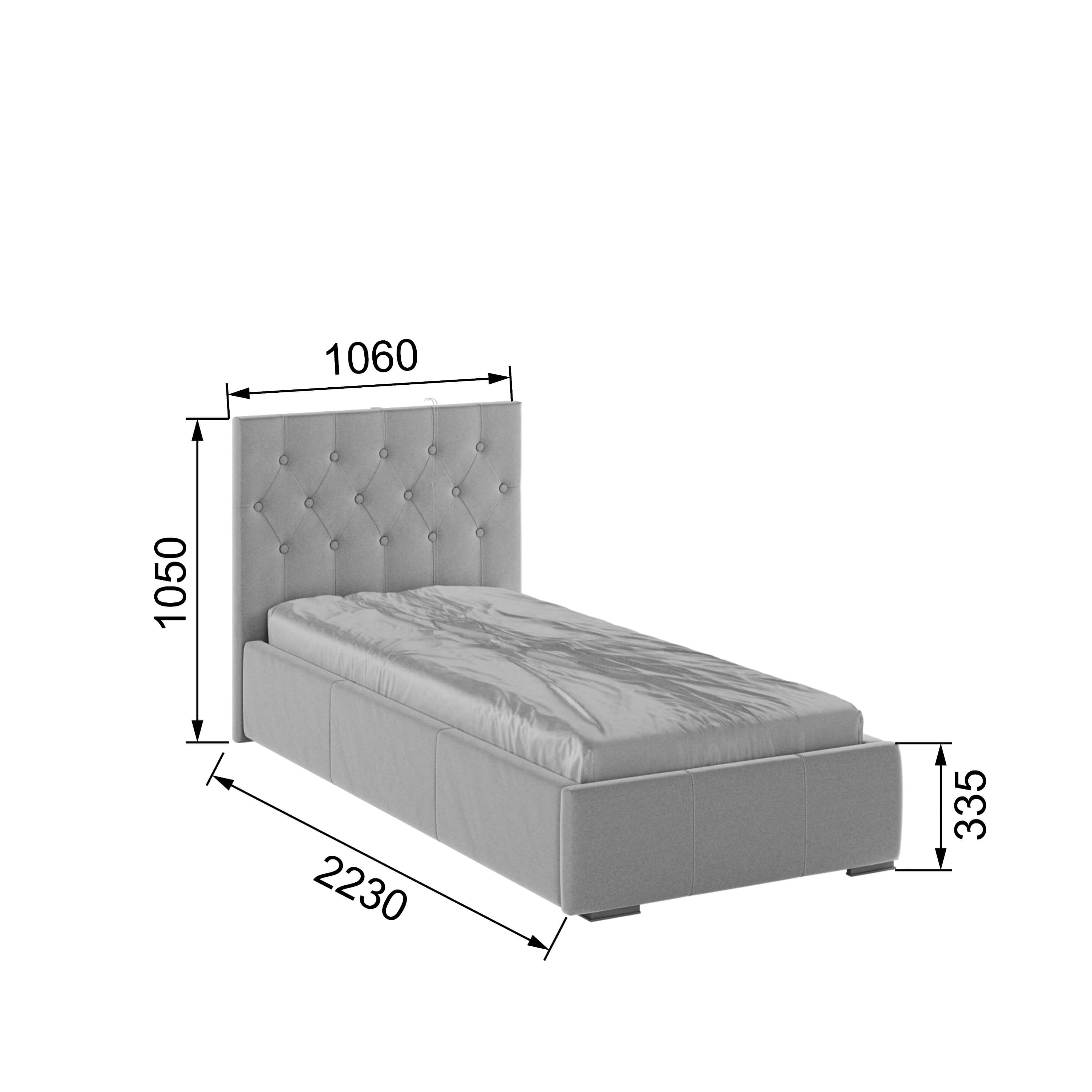 Корпус Октавия интерьерной кровати (0,9м) светло-серый ромб