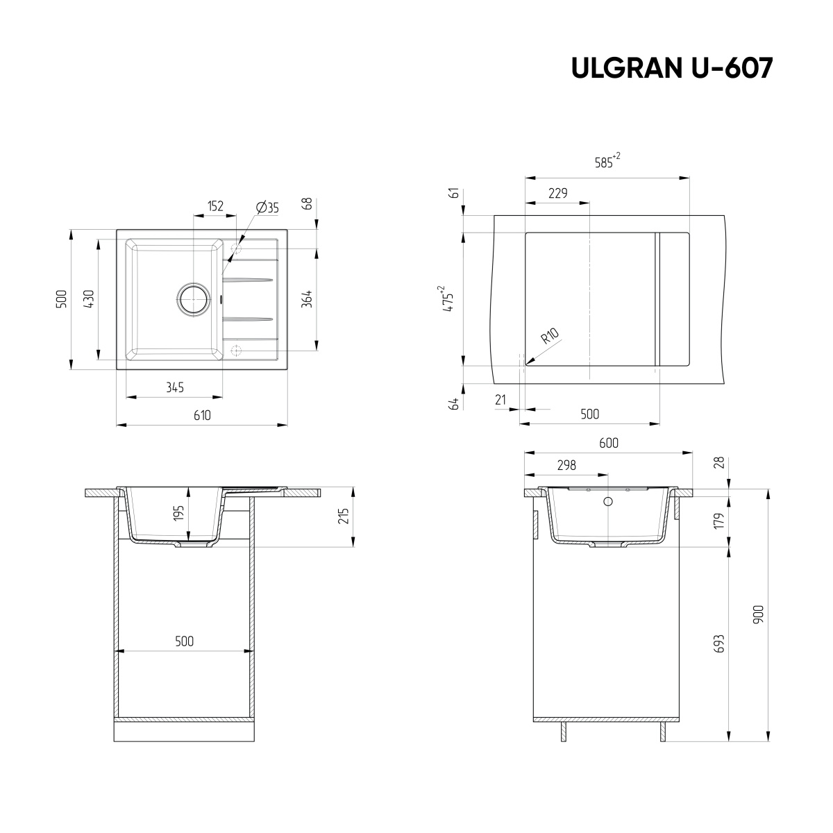 Мойка Ulgran U-607