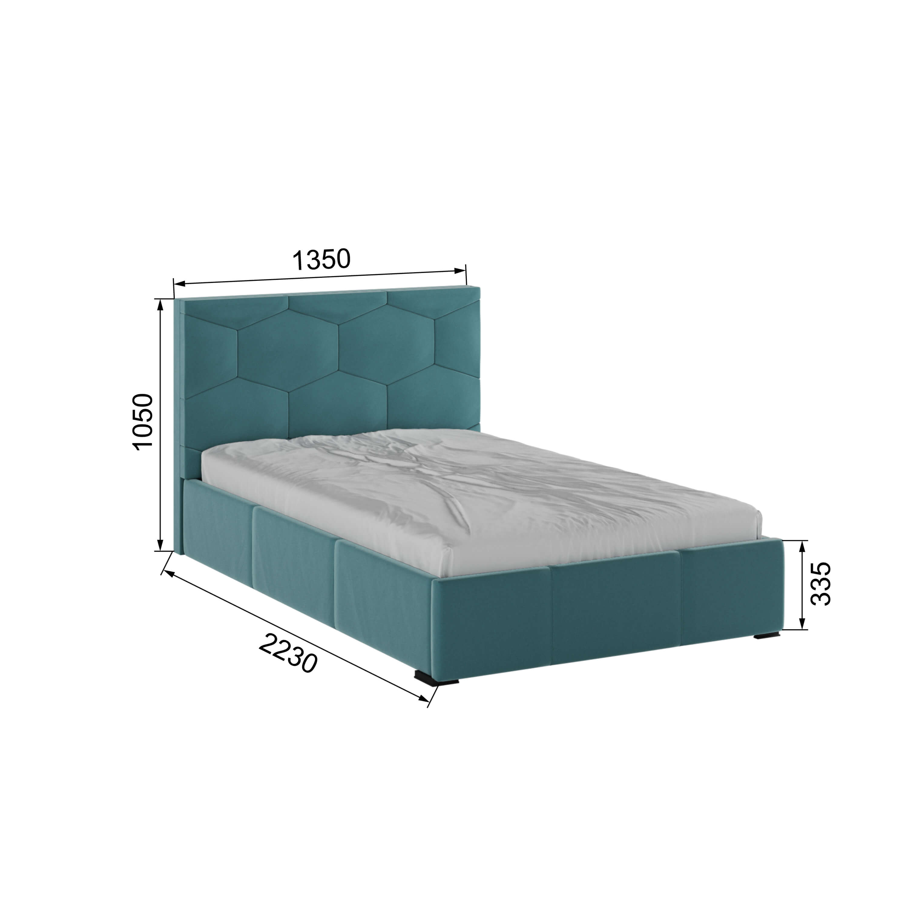 Корпус Манука интерьерной кровати (1,2м) бирюза