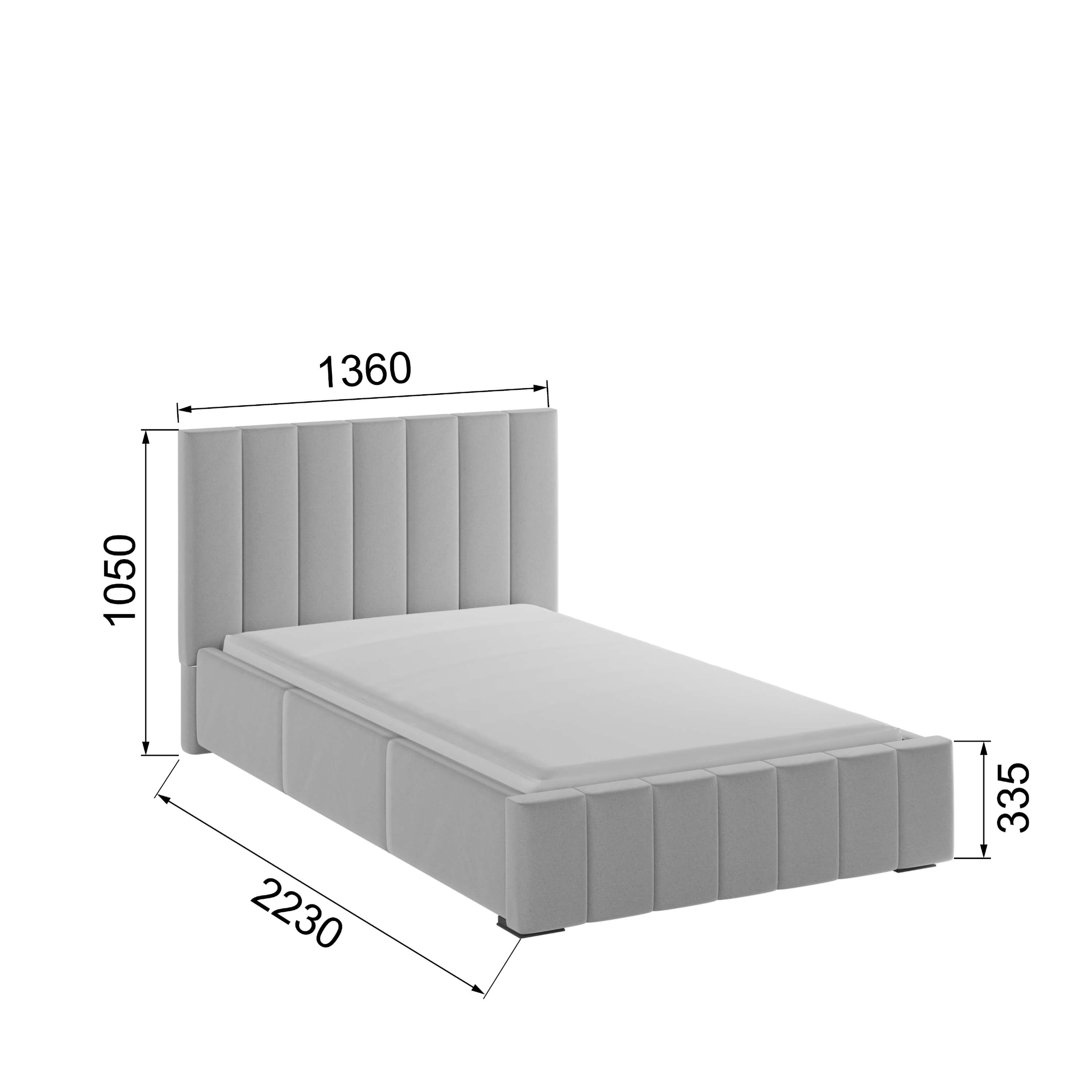 Корпус Нега интерьерной кровати (1,2м) светло-серый