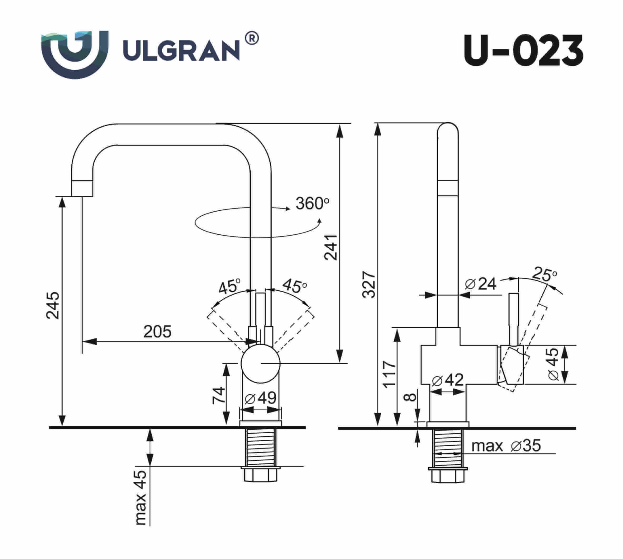 Смеситель ULGRAN U-023